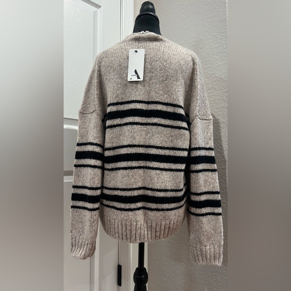 Ba&sh Bosco Striped Wool Mohair Blend Sweater Greige Sz Large Crewneck Pullover - Picture 5 of 16